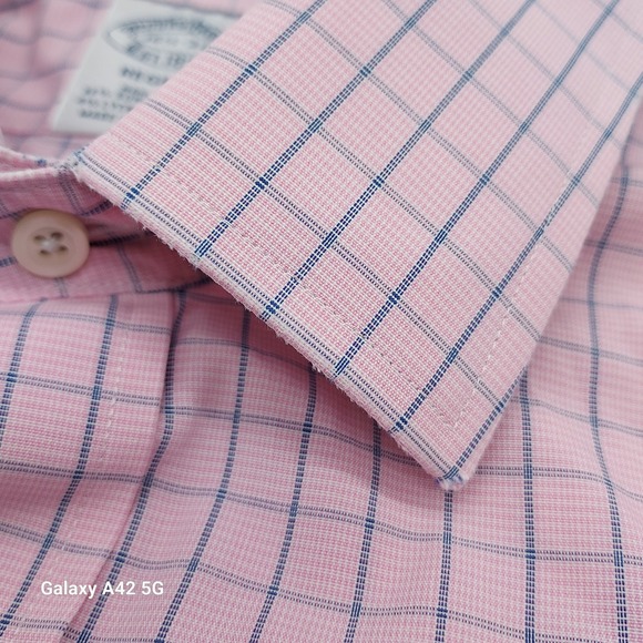 Brooks Brothers Regent Pink Plaid Non Iron Supima Cotton Dress Shirt 16 1/2-34 - Picture 2 of 8